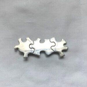 Sterling Silver Jigsaw Puzzle Piece Pin or Brooch